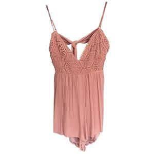 Love Tree Baby Doll Rompers NWT Gauze Fairy Y2K 90's SZ LG Open Tie Back Crochet